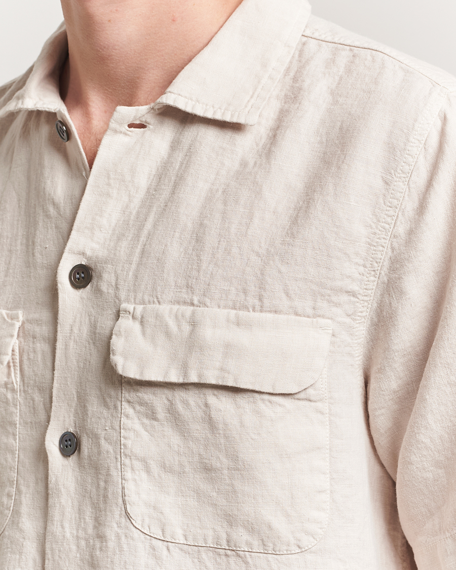 Homme | Chemises | Oscar Jacobson | Reg Fit City Linen Shirt Cream