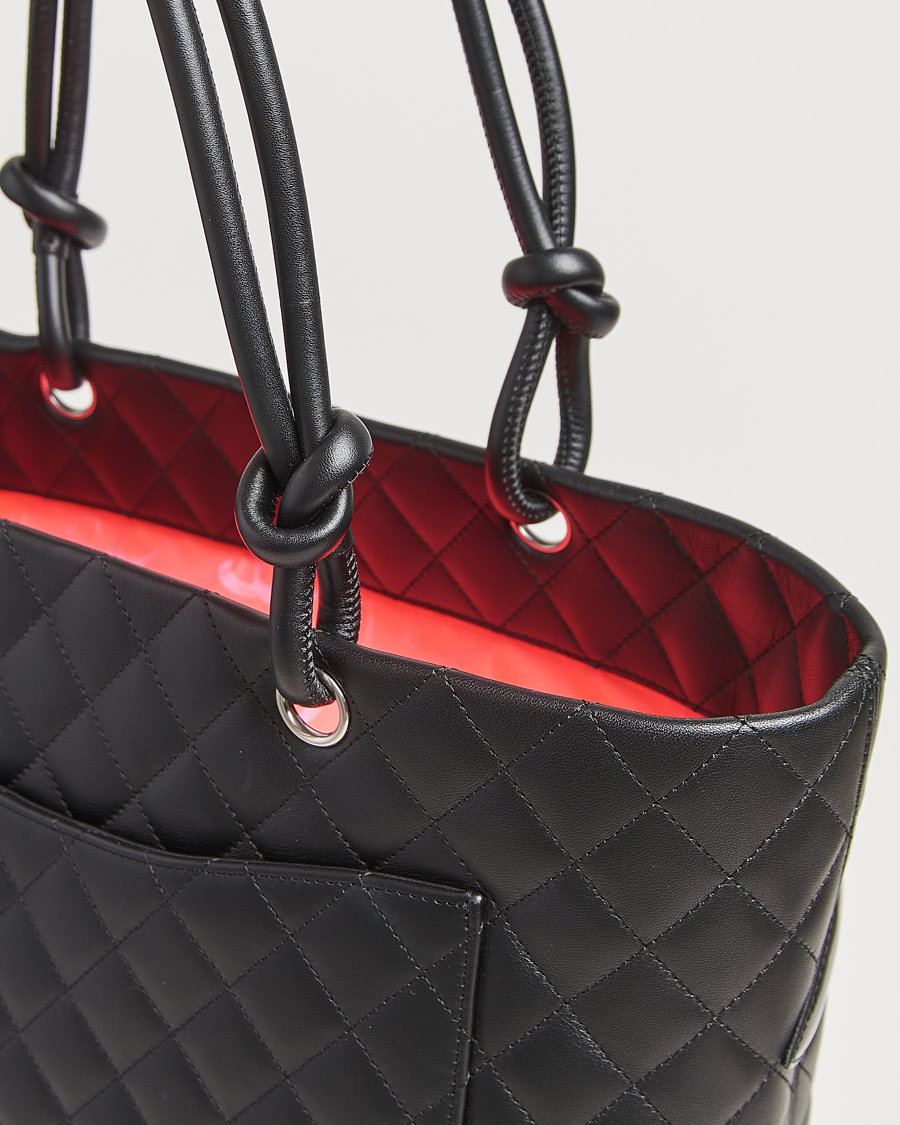 Homme | Chanel Pre-Owned Cambon Ligne Tote Bag Medium Black | Chanel Pre-Owned | Cambon Ligne Tote Bag Medium Black