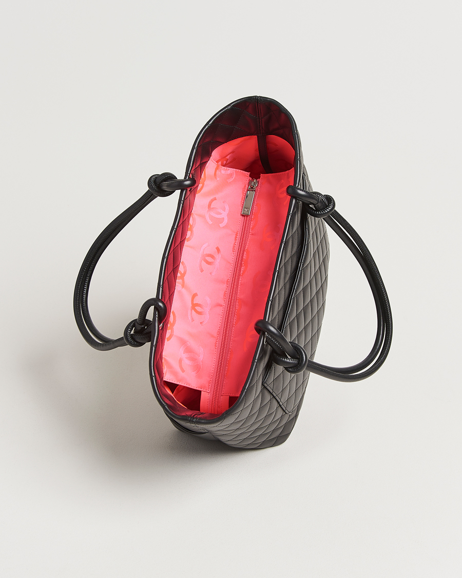 Homme | Chanel Pre-Owned Cambon Ligne Tote Bag Medium Black | Chanel Pre-Owned | Cambon Ligne Tote Bag Medium Black