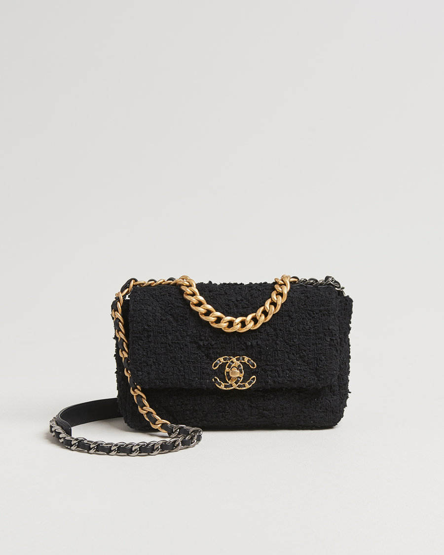 Homme | Chanel Pre-Owned Chanel 19 Tweed Handbag Black | Chanel Pre-Owned | Chanel 19 Tweed Handbag Black