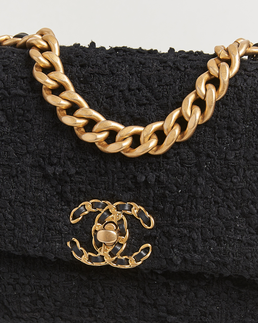 Homme | Chanel Pre-Owned Chanel 19 Tweed Handbag Black | Chanel Pre-Owned | Chanel 19 Tweed Handbag Black