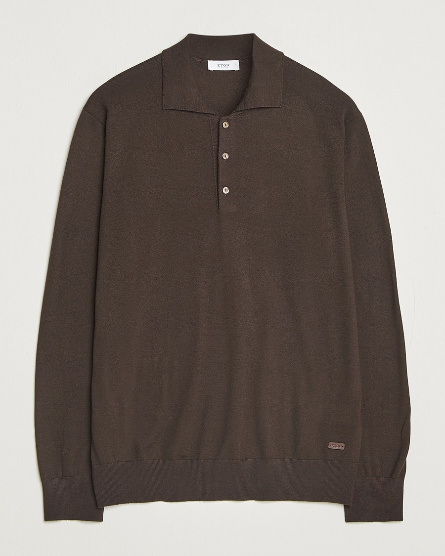 Homme | Pulls Et Tricots | Eton | Merino Knitted Polo Dark Brown