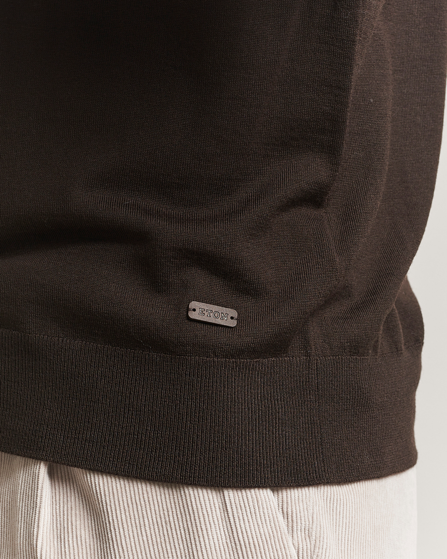 Homme | Pulls Et Tricots | Eton | Merino Knitted Polo Dark Brown