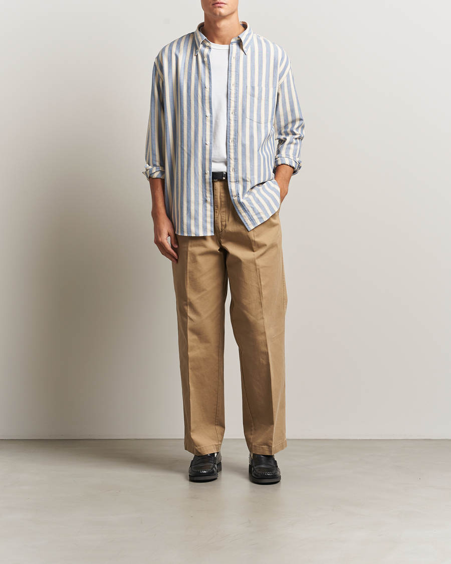 Homme | Chemises | GANT | Relaxed Fit Striped Heritage Oxford Shirt Blue Water