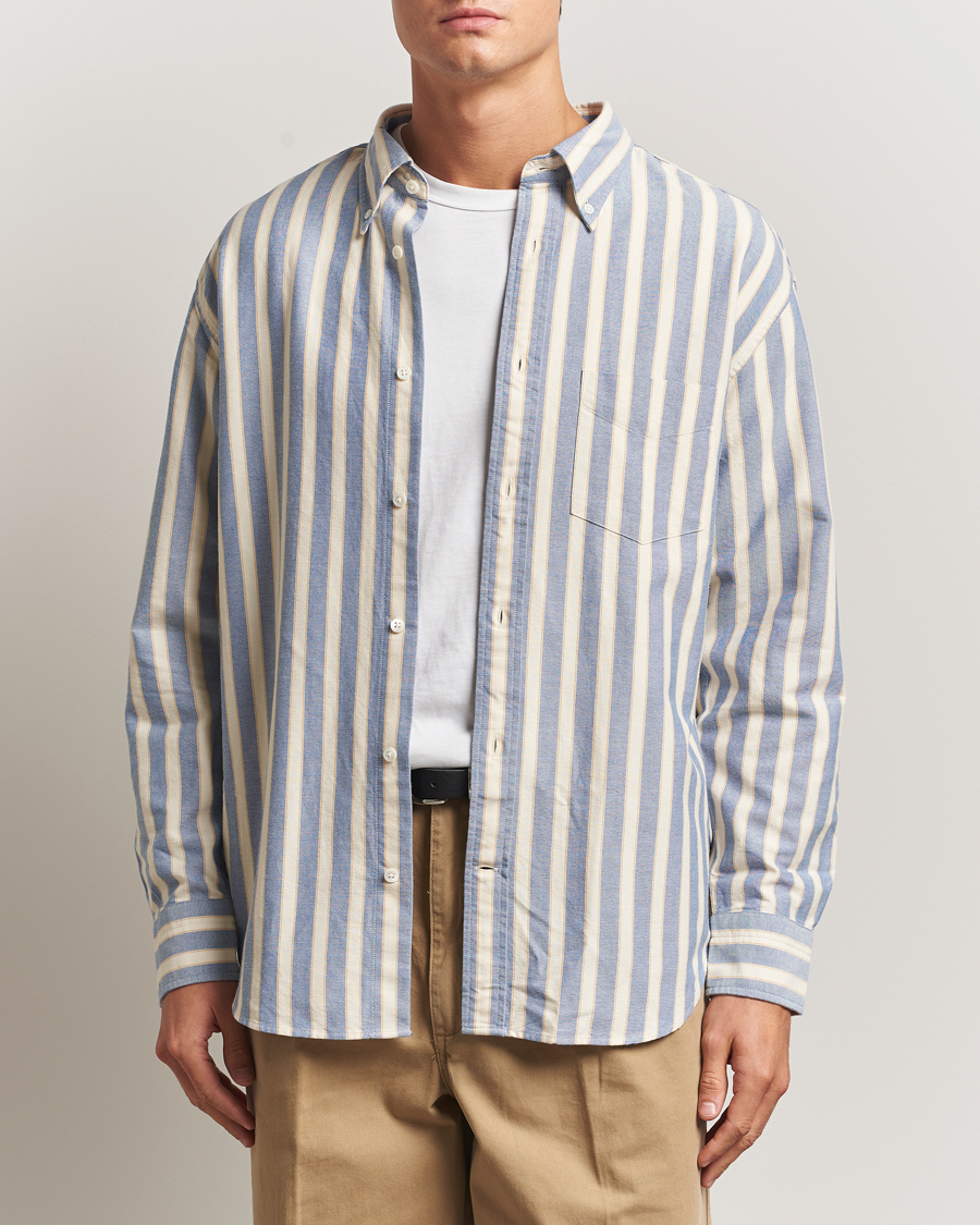Homme | Chemises | GANT | Relaxed Fit Striped Heritage Oxford Shirt Blue Water