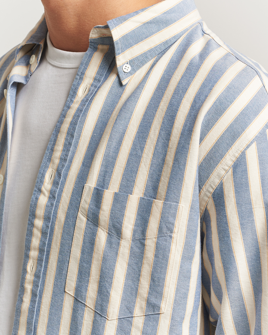 Homme | Chemises | GANT | Relaxed Fit Striped Heritage Oxford Shirt Blue Water