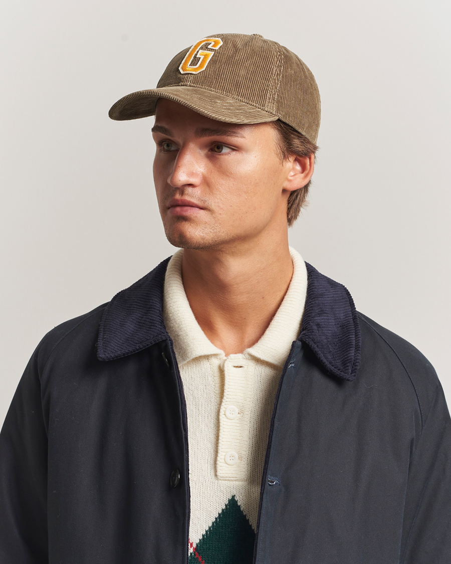 Homme | GANT G Badge Corduroy Cap Taupe Beige | GANT | G Badge Corduroy Cap Taupe Beige