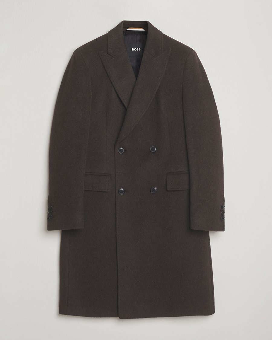 Homme | Manteaux Et Vestes | BOSS BLACK | Hyde Wool/Alpaca Double Breasted Coat Dark Brown