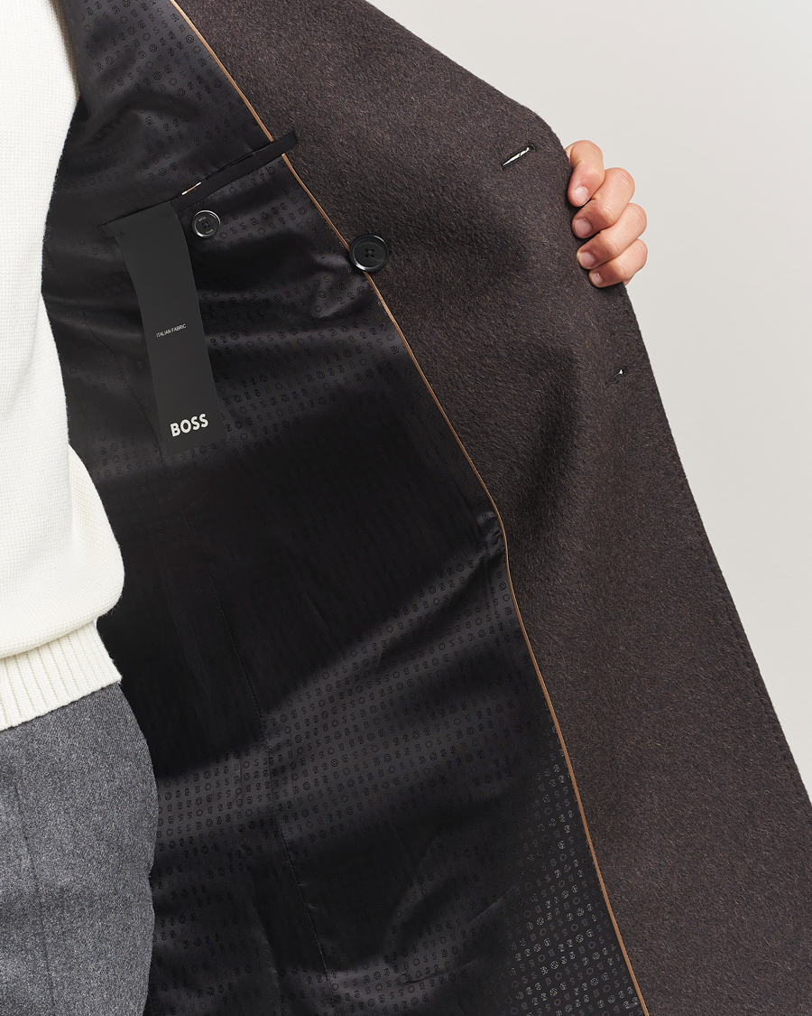 Homme | Manteaux Et Vestes | BOSS BLACK | Hyde Wool/Alpaca Double Breasted Coat Dark Brown