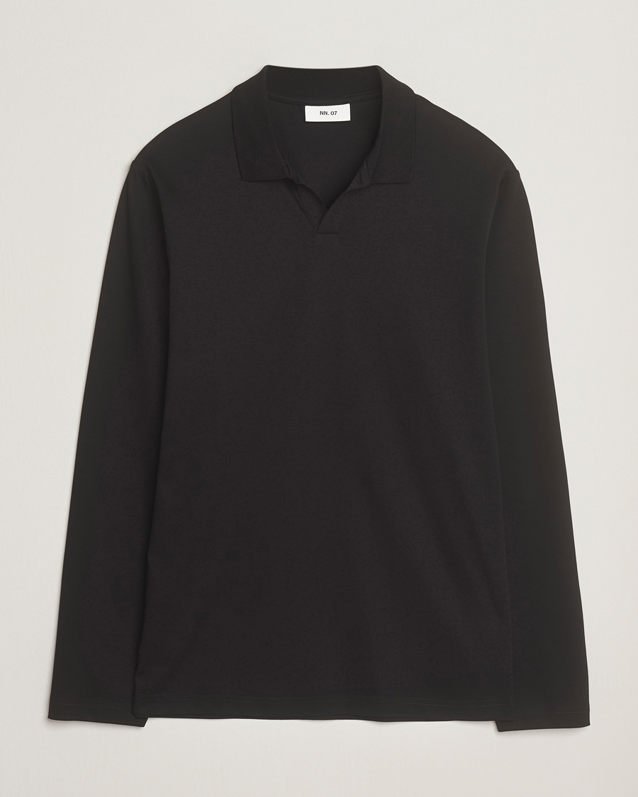Homme | Polos | NN07 | Paul Mercerized Long Sleeve Polo Black