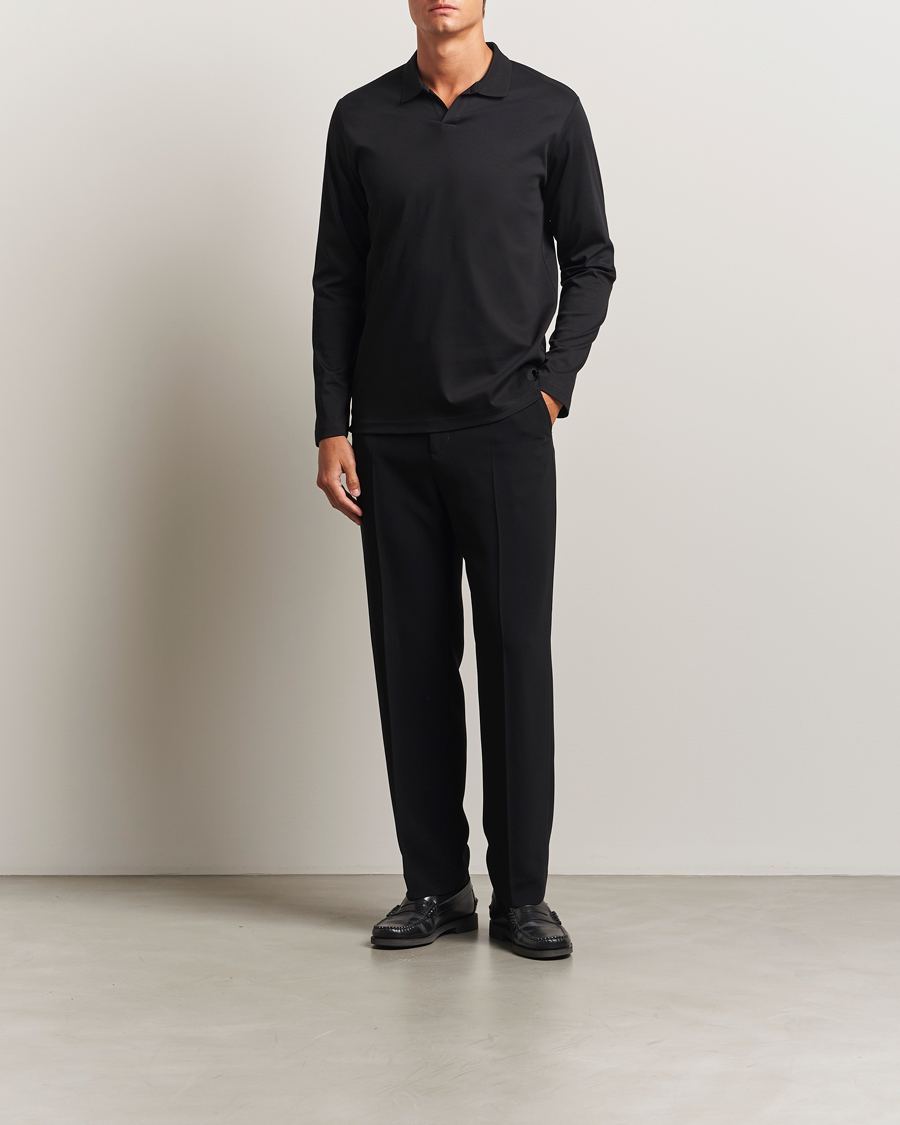Homme | Polos | NN07 | Paul Mercerized Long Sleeve Polo Black