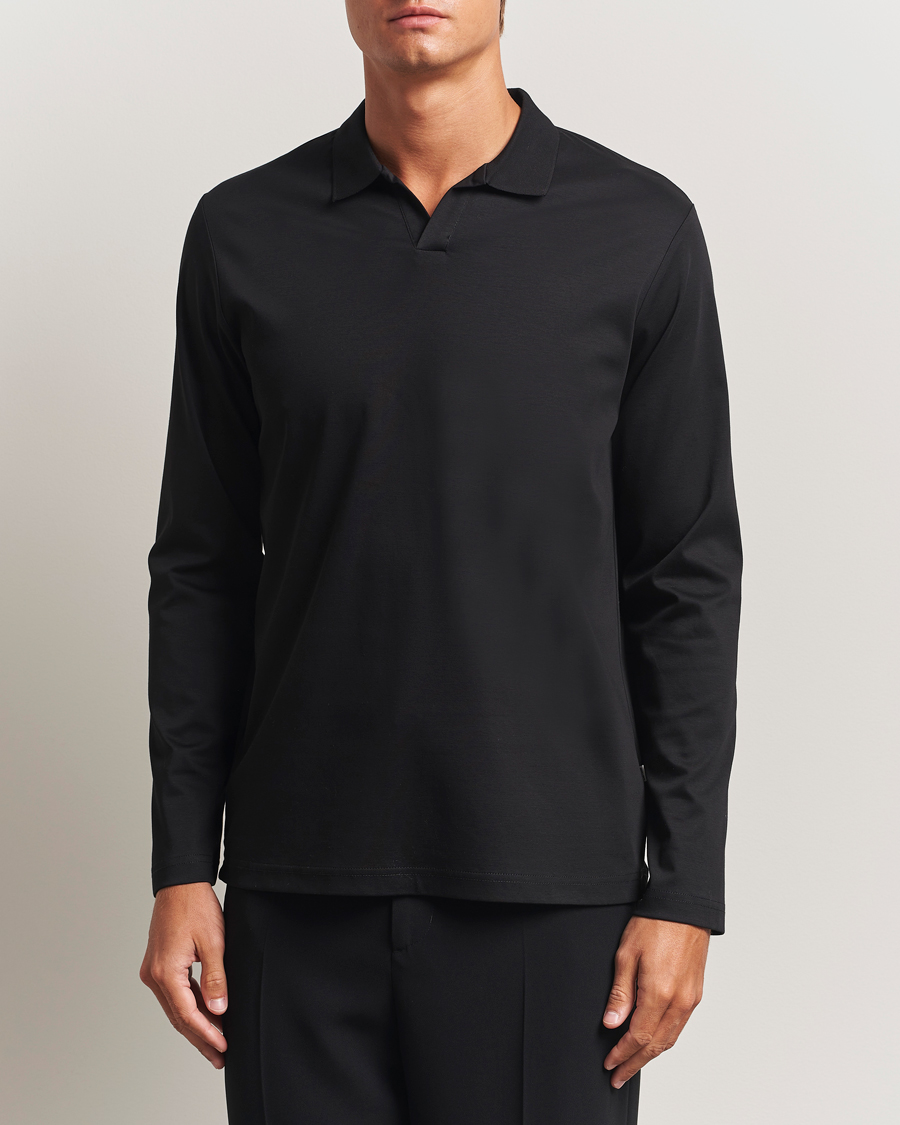 Homme | Polos | NN07 | Paul Mercerized Long Sleeve Polo Black
