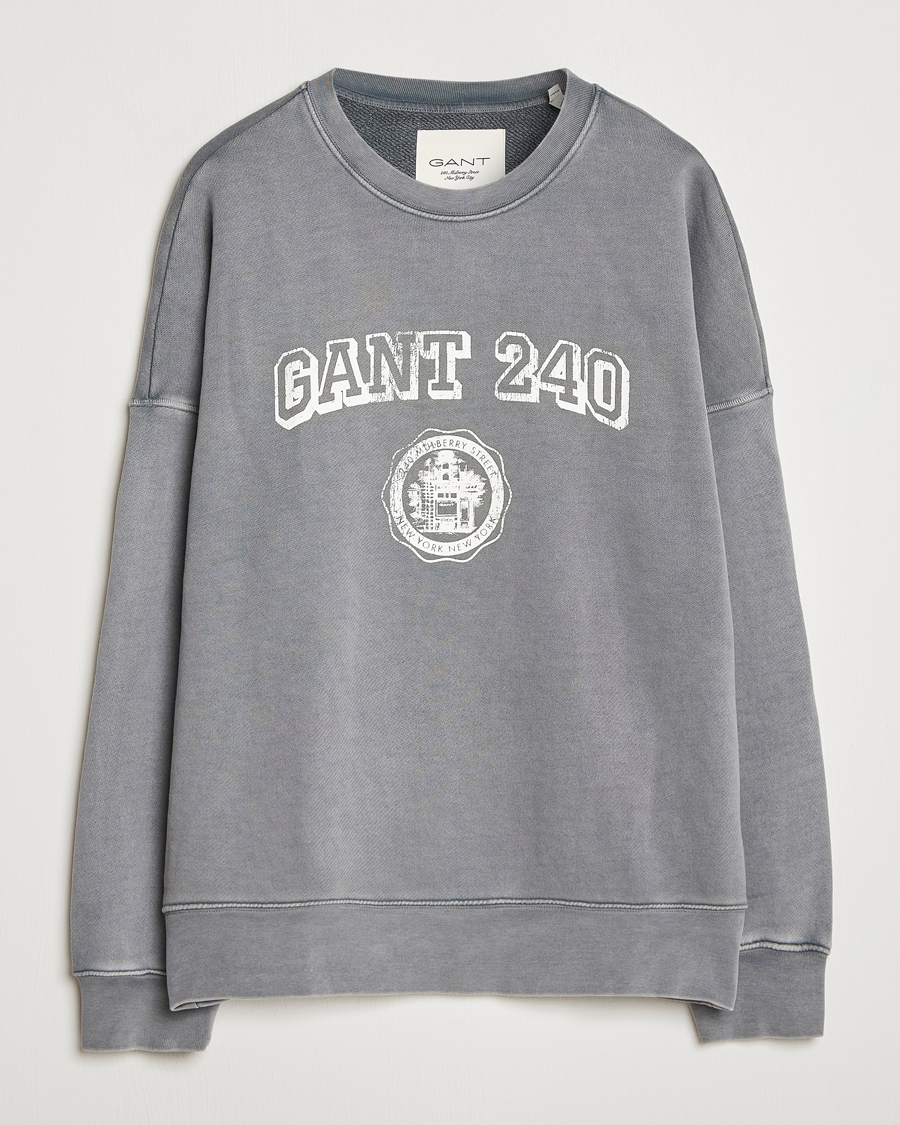 Homme | Pulls Et Tricots | GANT 240 Mulberry Street | Vintage Graphic Crew Neck Sweatshirts Steel Grey