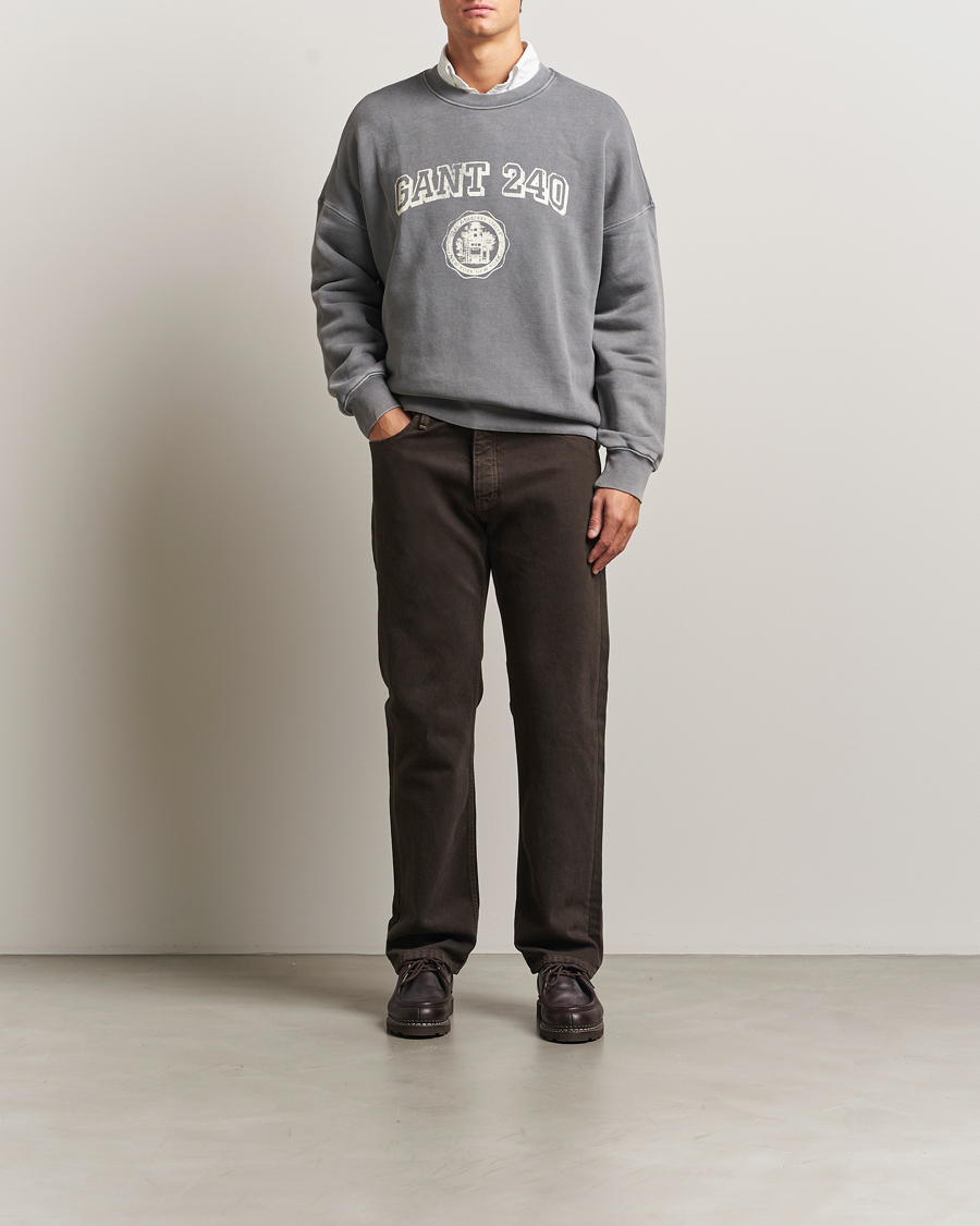 Homme | Pulls Et Tricots | GANT 240 Mulberry Street | Vintage Graphic Crew Neck Sweatshirts Steel Grey