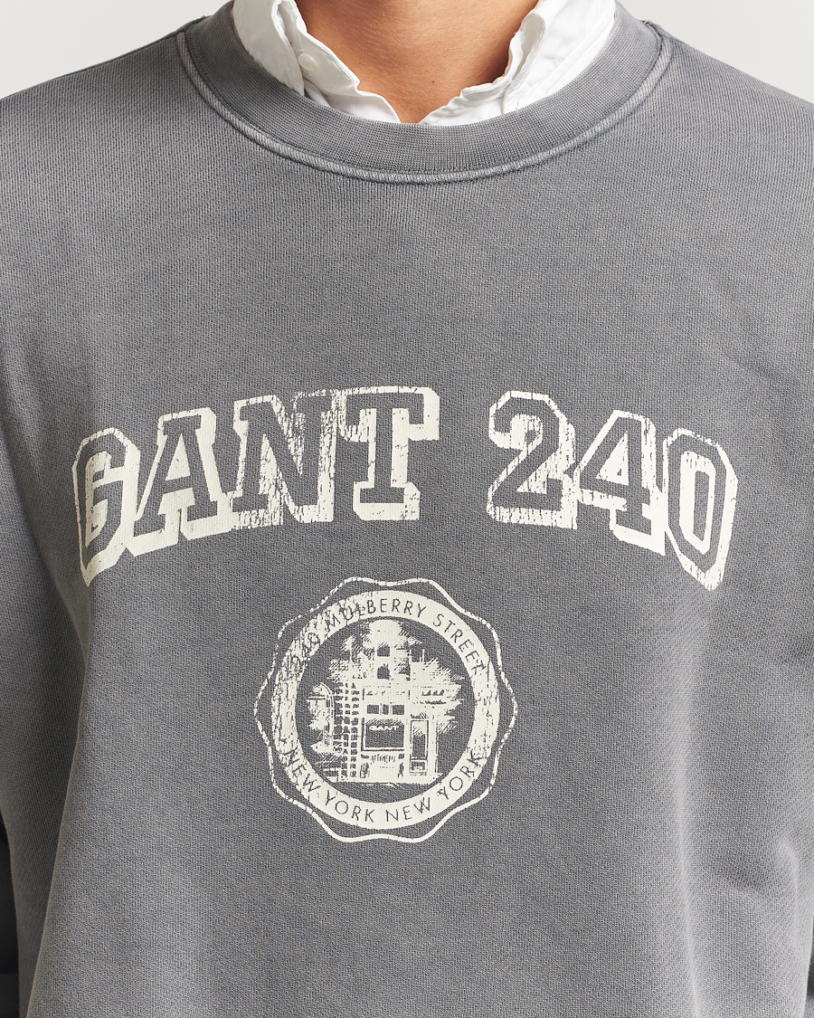 Homme | Pulls Et Tricots | GANT 240 Mulberry Street | Vintage Graphic Crew Neck Sweatshirts Steel Grey