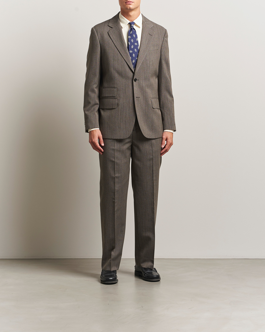 Homme | Pantalons | GANT 240 Mulberry Street | Herringbone Suit Pants Deep Brown