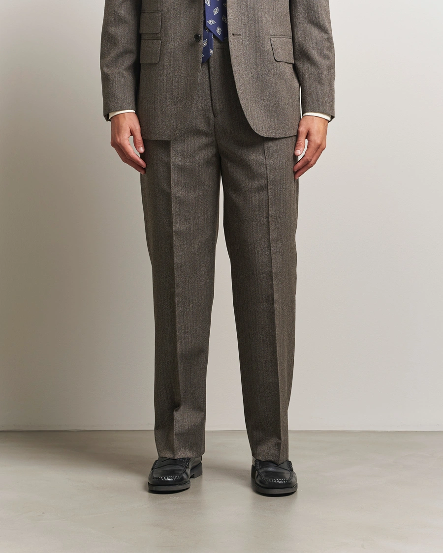 Homme | Pantalons | GANT 240 Mulberry Street | Herringbone Suit Pants Deep Brown