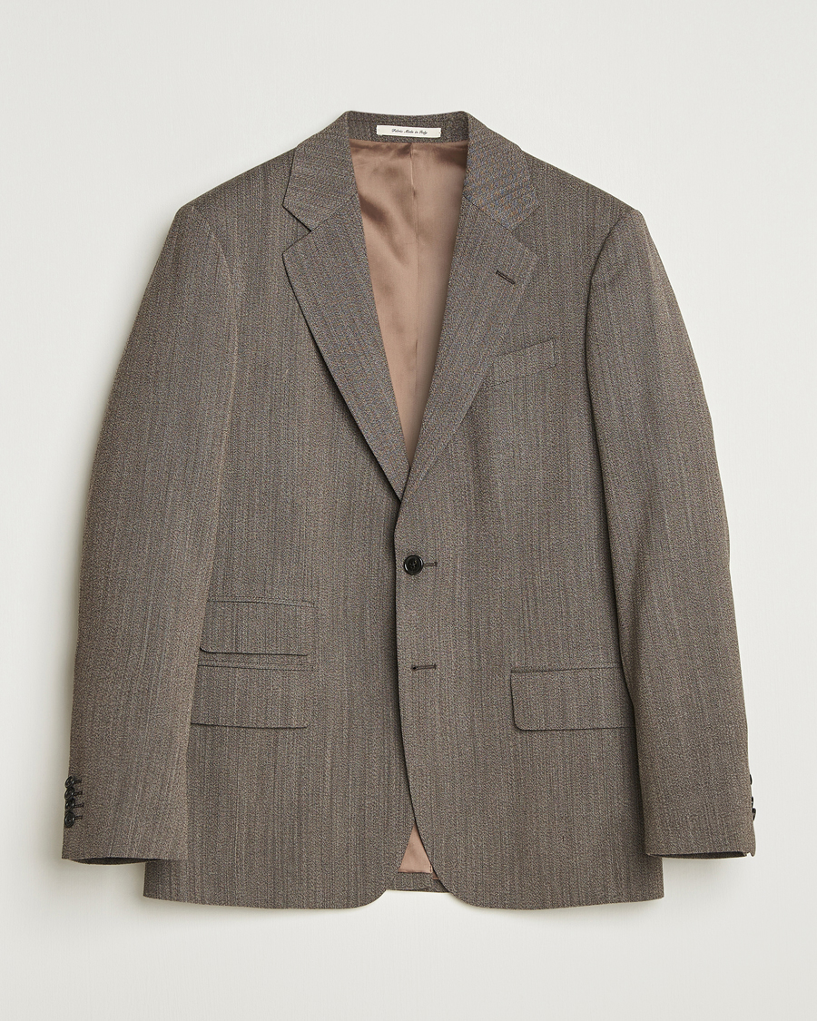 Homme | Blazers | GANT 240 Mulberry Street | Herringbone Suit Jacket Deep Brown