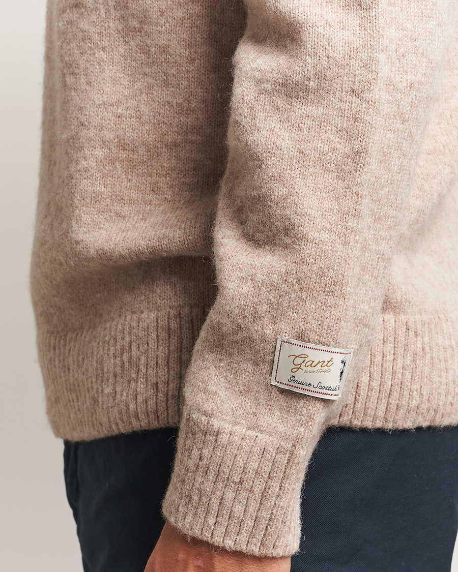 Homme | Pulls Et Tricots | Gant | Scottish Wool Knitted Crew Neck Sweater Khaki Melange