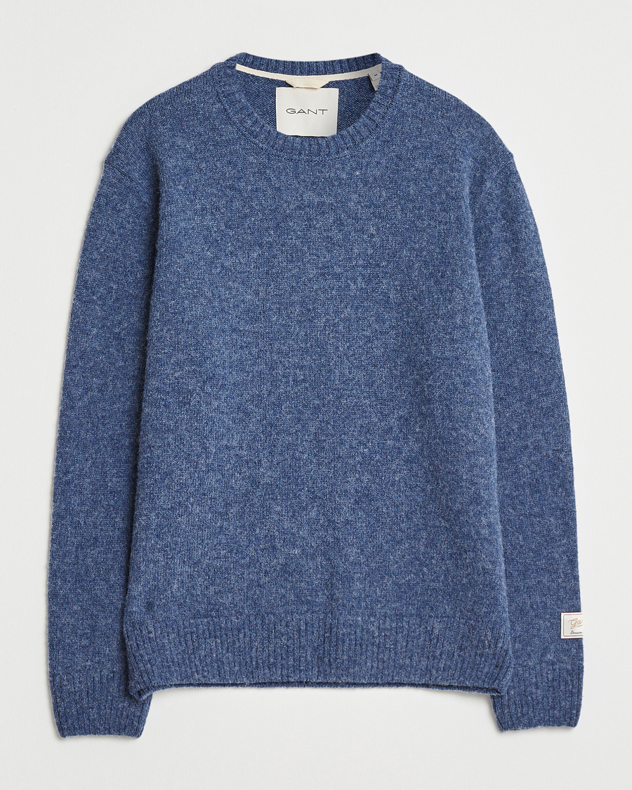 Homme | Pulls Et Tricots | Gant | Scottish Wool Knitted Crew Neck Sweater Marine Melange
