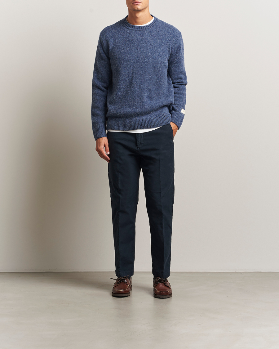 Homme | Pulls Et Tricots | Gant | Scottish Wool Knitted Crew Neck Sweater Marine Melange