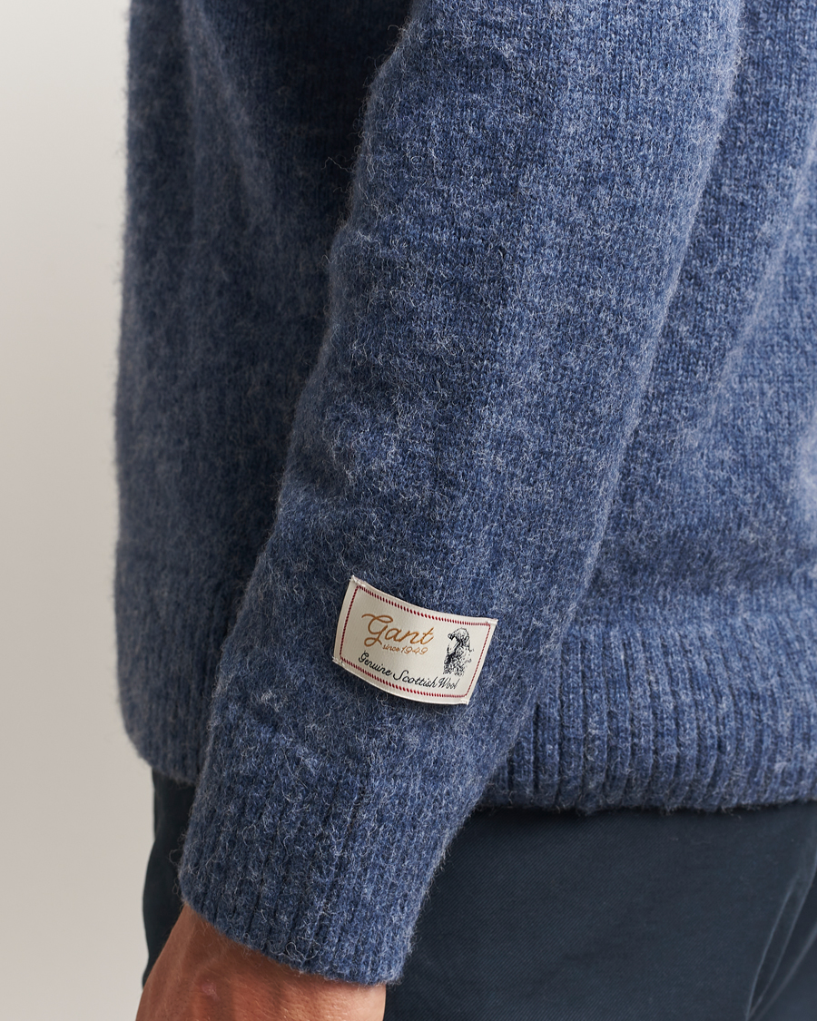 Homme | Pulls Et Tricots | Gant | Scottish Wool Knitted Crew Neck Sweater Marine Melange