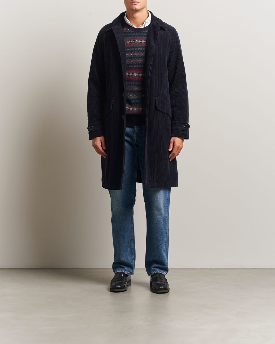 Homme | Manteaux Et Vestes | Aspesi | Corduroy Raglan Coat Navy