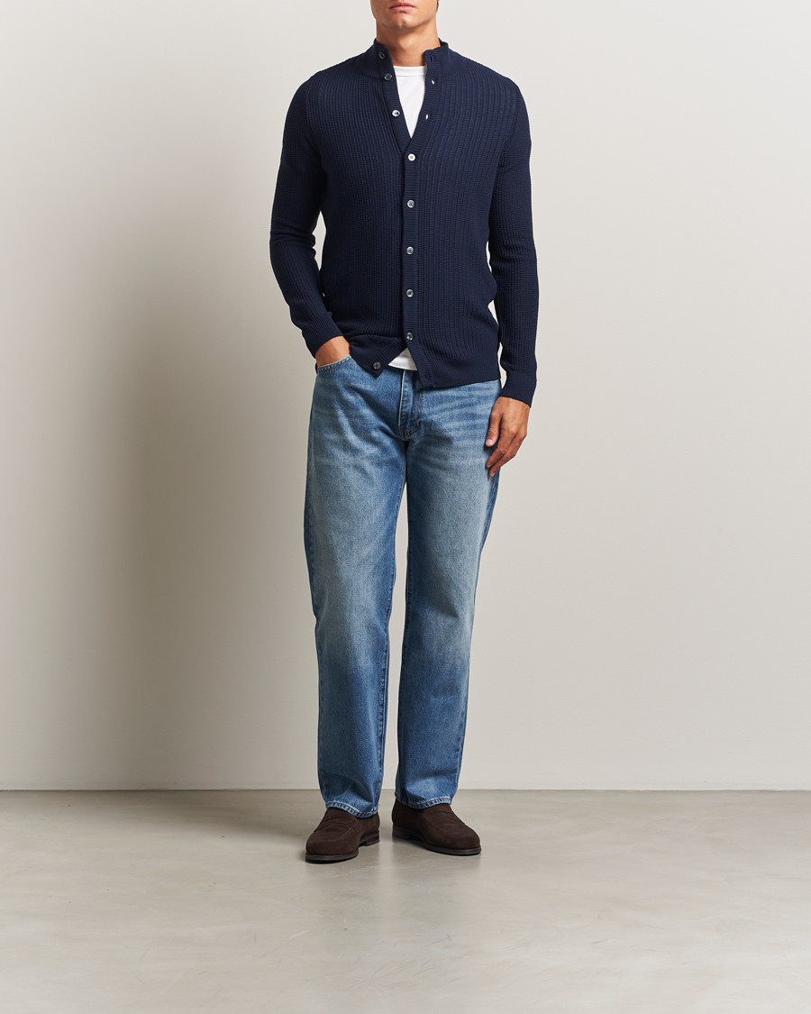 Homme | Pulls Et Tricots | Stenströms | Knitted Structure Cardigan Navy