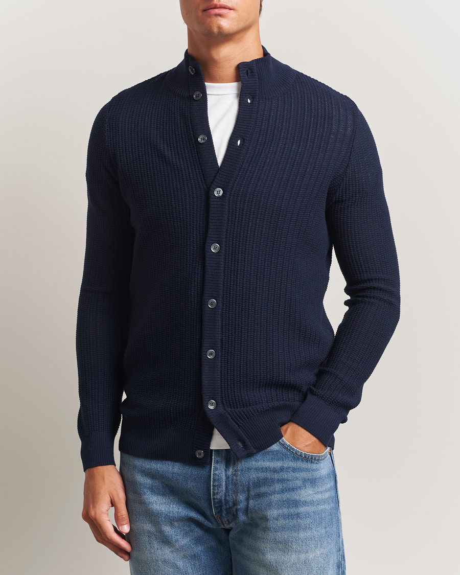 Homme | Pulls Et Tricots | Stenströms | Knitted Structure Cardigan Navy