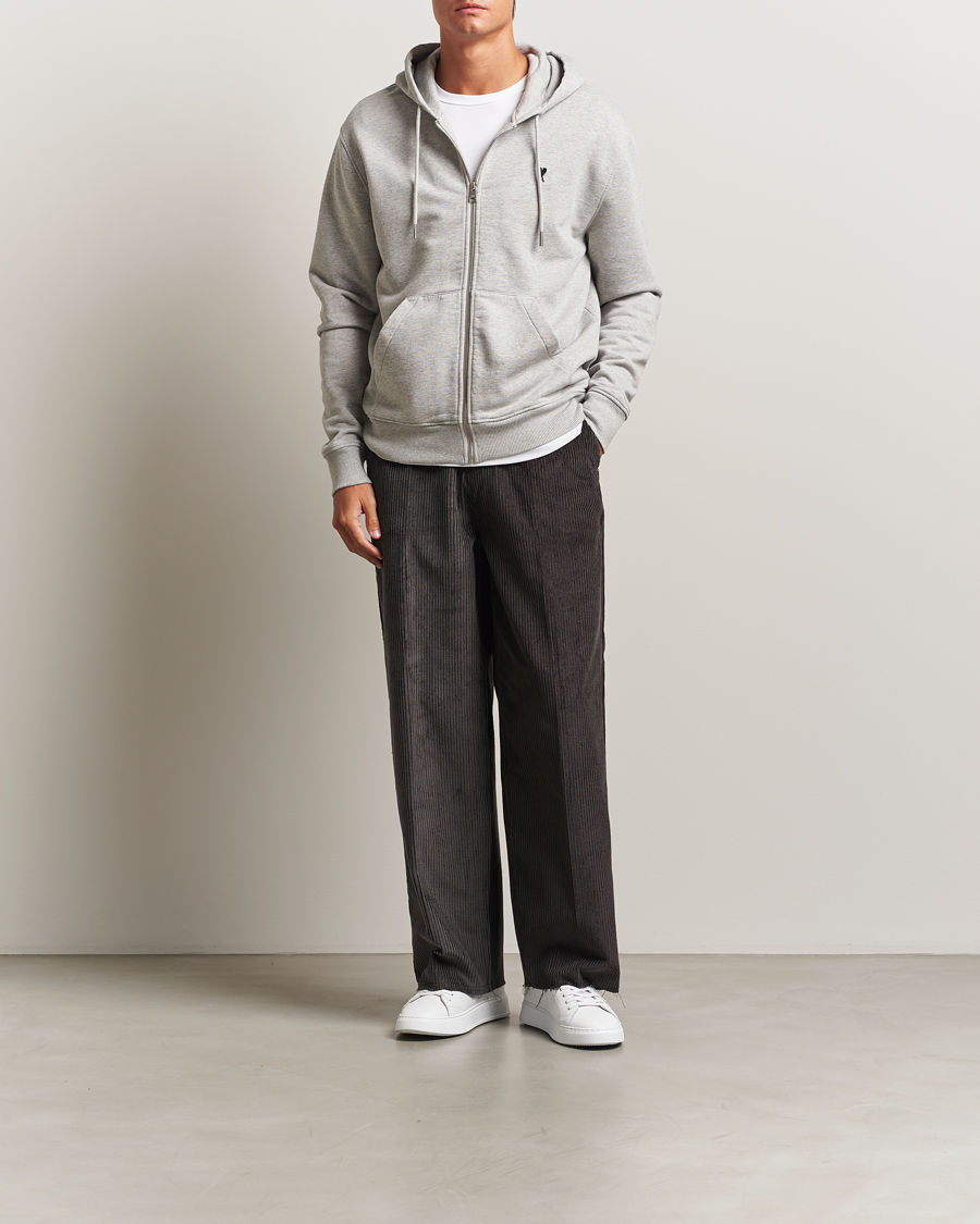 Homme | Pulls Et Tricots | AMI | Black Heart Logo Full Zip Hoodie Grey Heather