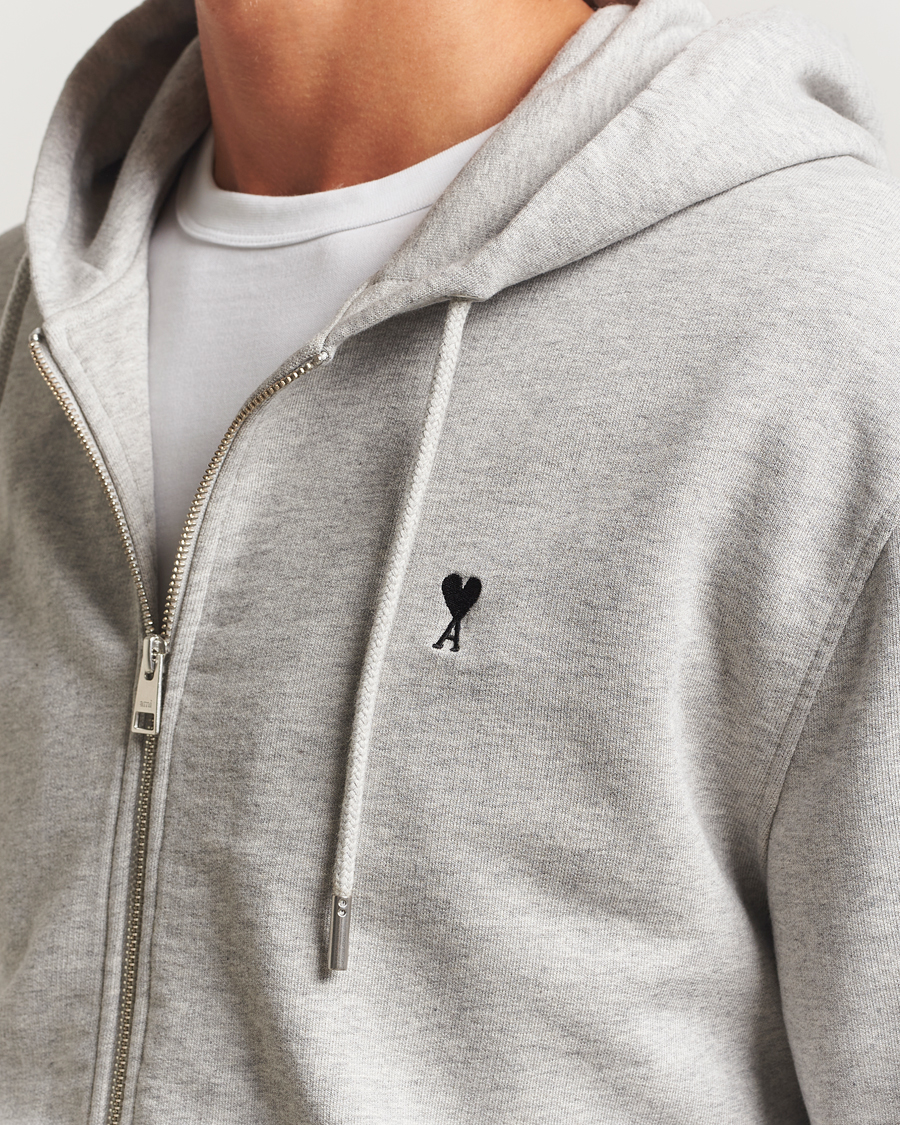 Homme | Pulls Et Tricots | AMI | Black Heart Logo Full Zip Hoodie Grey Heather