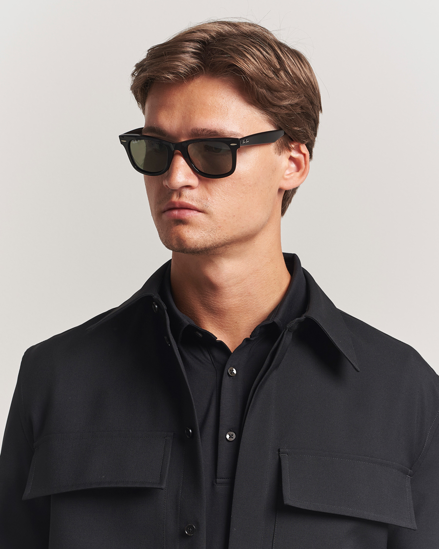 Homme | Lunettes De Soleil | Ray-Ban | Original Wayfarer Polarized Sunglasses Black/Green