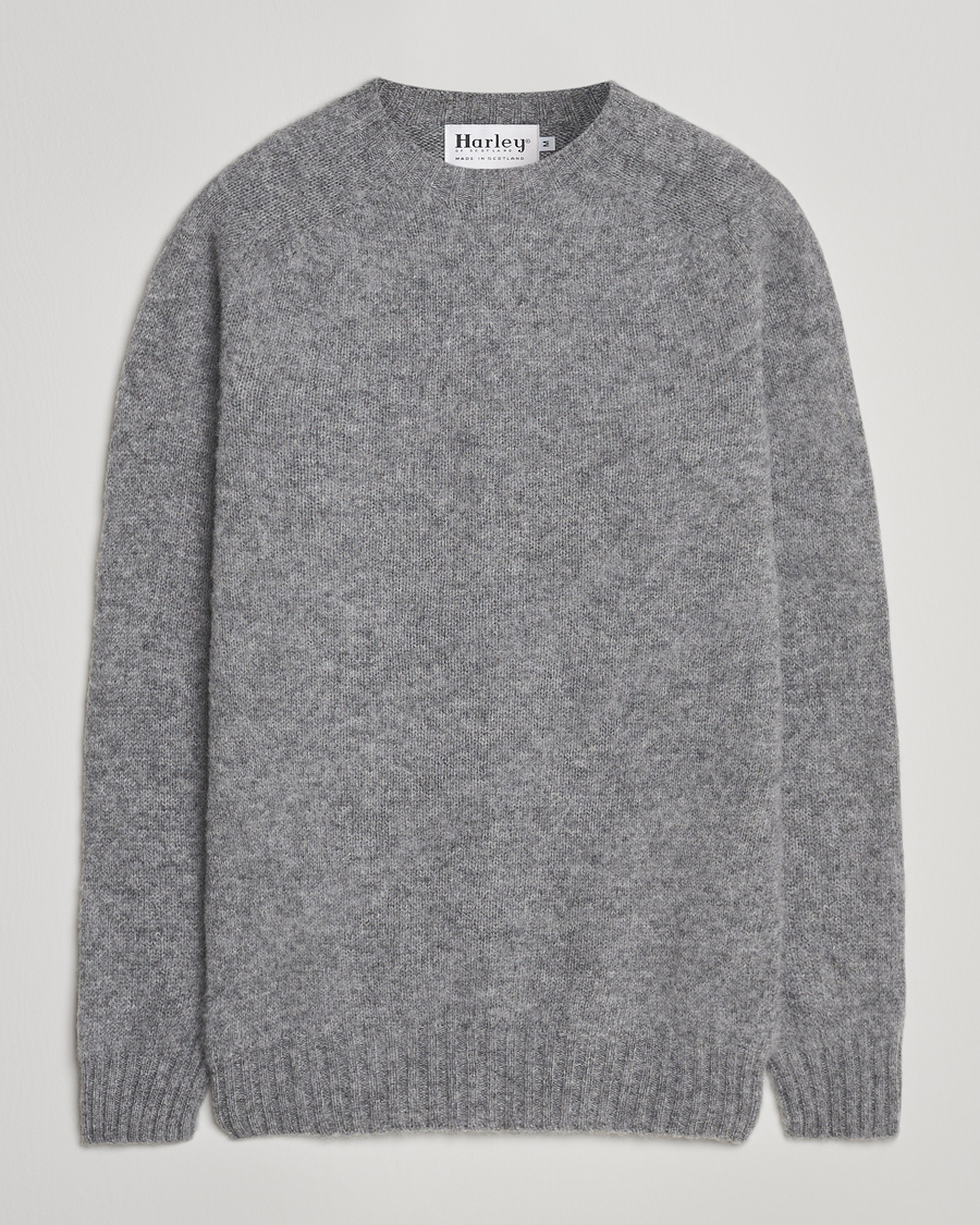 Homme | Pulls Et Tricots | Harley Of Scotland | Brushed Supersoft Lambswool Crewneck Mid Grey