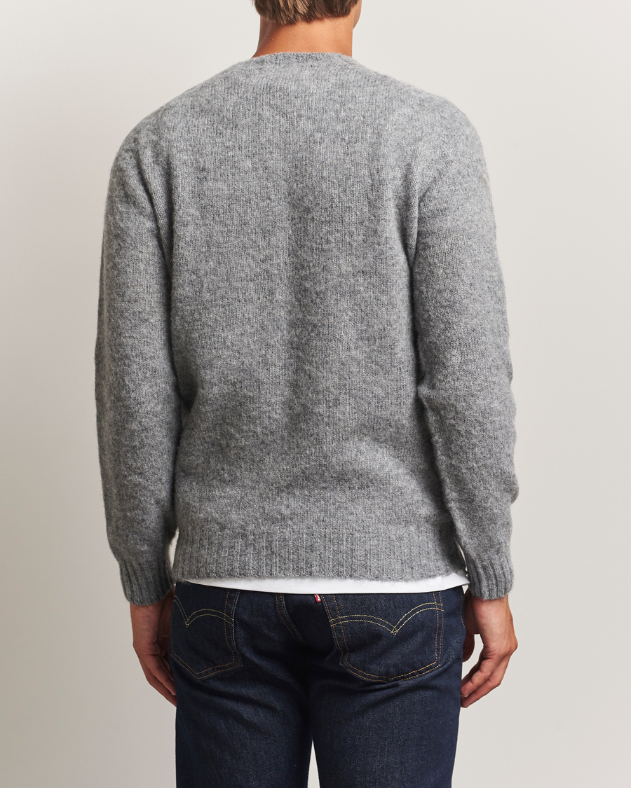 Homme | Pulls Et Tricots | Harley Of Scotland | Brushed Supersoft Lambswool Crewneck Mid Grey