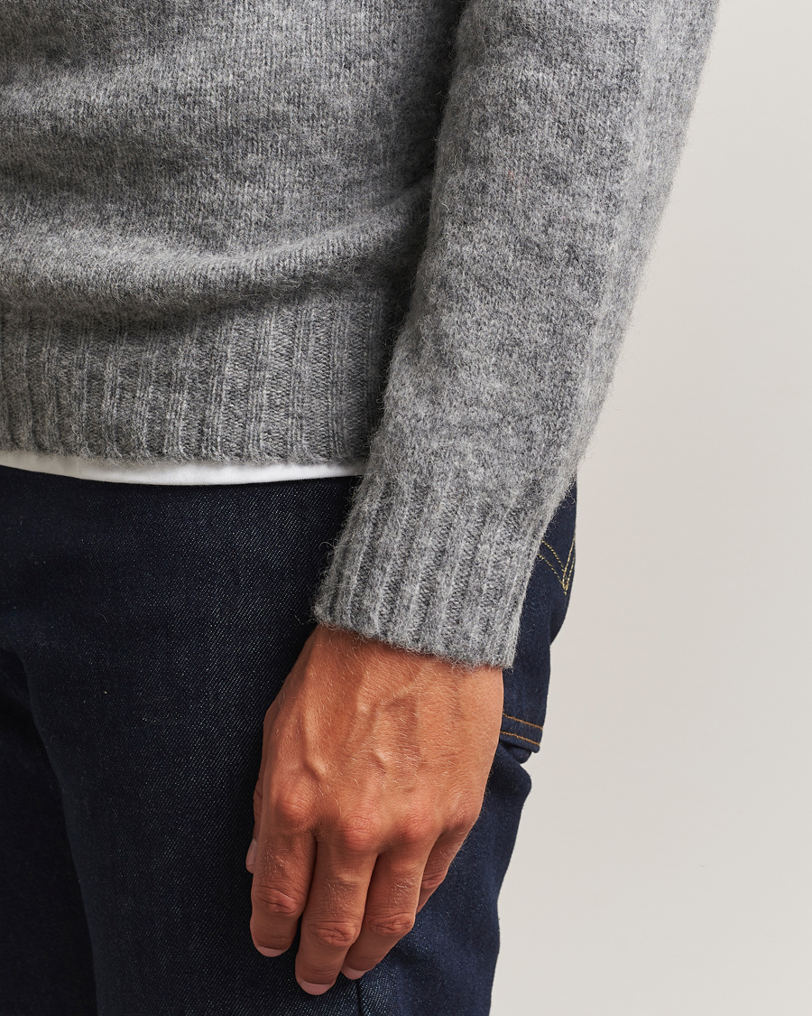 Homme | Pulls Et Tricots | Harley Of Scotland | Brushed Supersoft Lambswool Crewneck Mid Grey