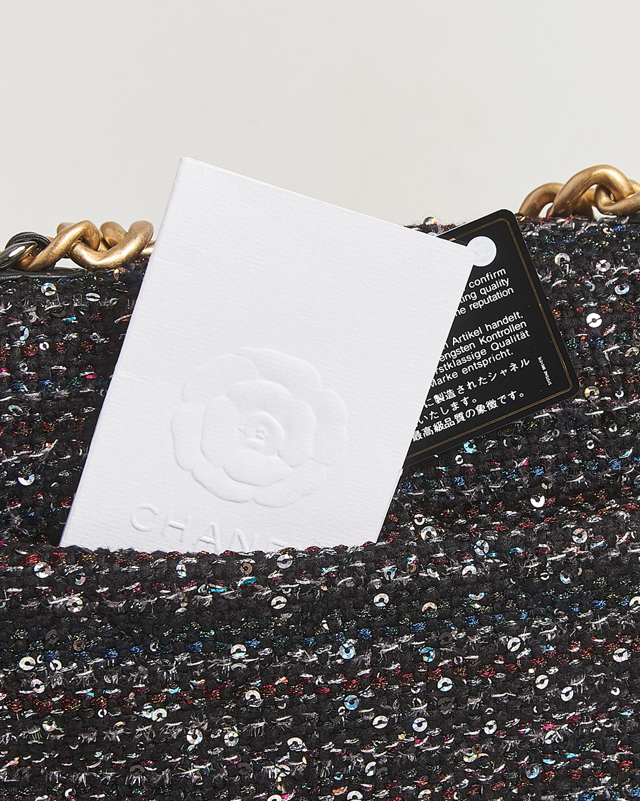 Homme | Chanel Pre-Owned Chanel 19 Sequins Large Handbag Black | Chanel Pre-Owned | Chanel 19 Sequins Large Handbag Black