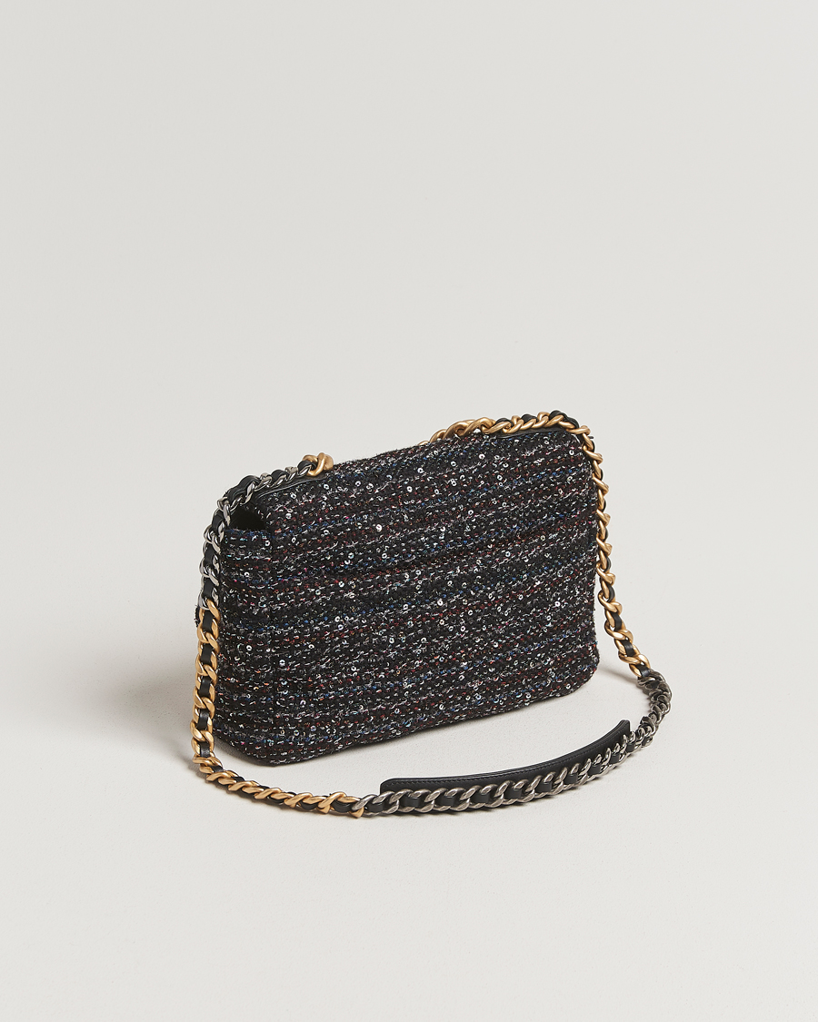 Homme | Chanel Pre-Owned Chanel 19 Sequins Large Handbag Black | Chanel Pre-Owned | Chanel 19 Sequins Large Handbag Black