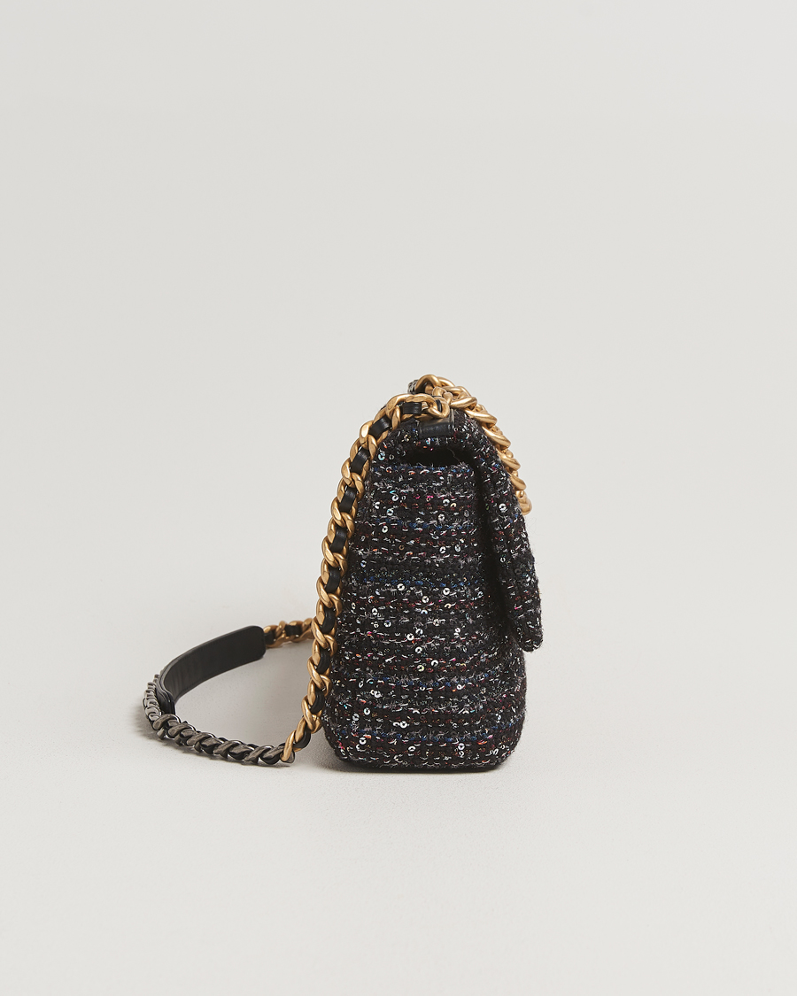 Homme | Chanel Pre-Owned Chanel 19 Sequins Large Handbag Black | Chanel Pre-Owned | Chanel 19 Sequins Large Handbag Black