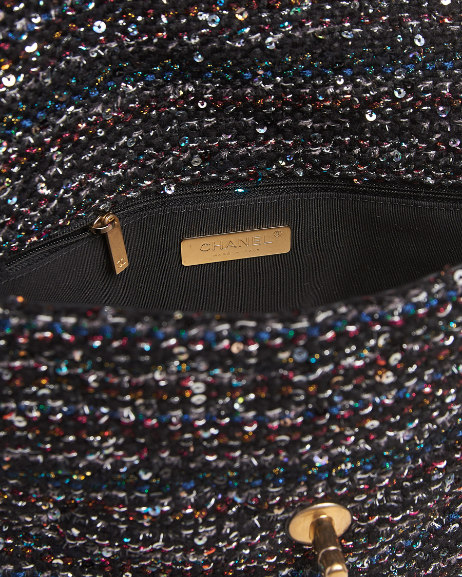 Homme | Chanel Pre-Owned Chanel 19 Sequins Large Handbag Black | Chanel Pre-Owned | Chanel 19 Sequins Large Handbag Black