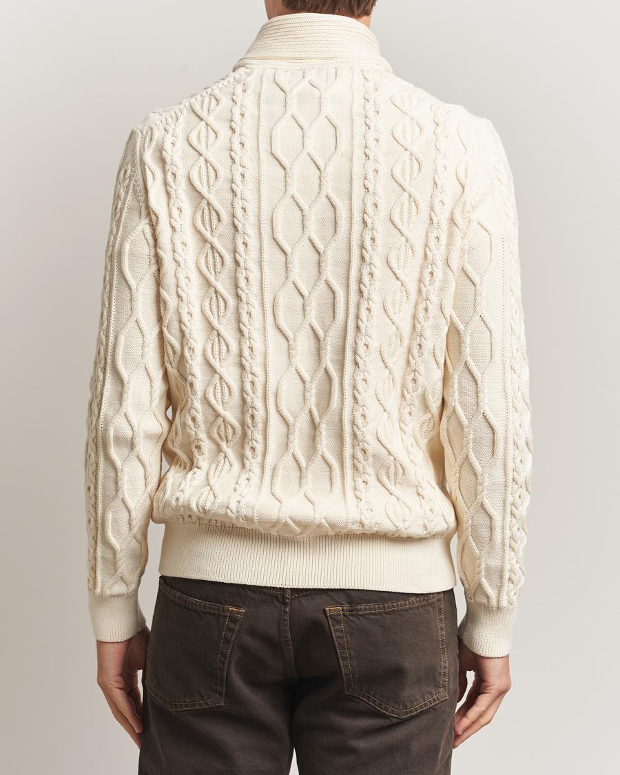 Homme | Pulls Et Tricots | Gant | Cable Shawl Collar Knitted Sweater Cream