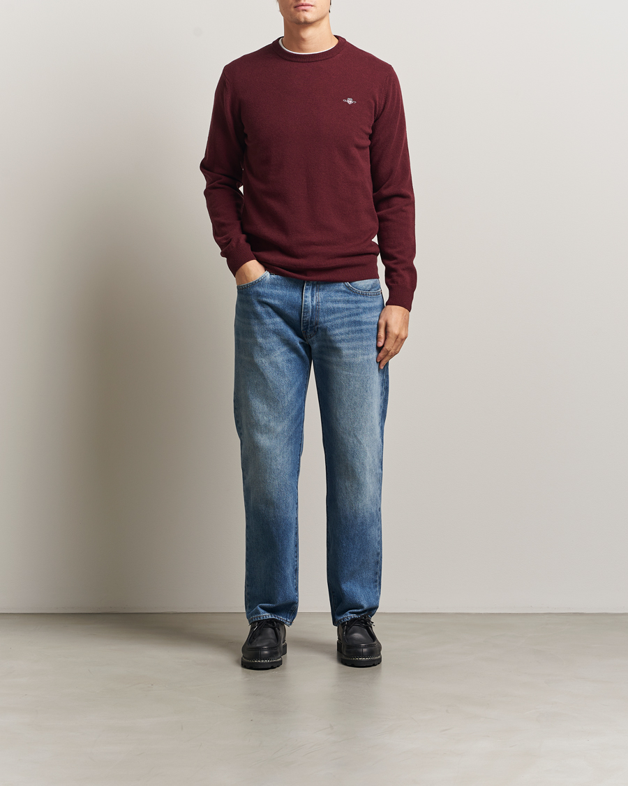 Homme | Pulls Et Tricots | Gant | Superfine Lambswool Crew Neck Bordeaux Melange