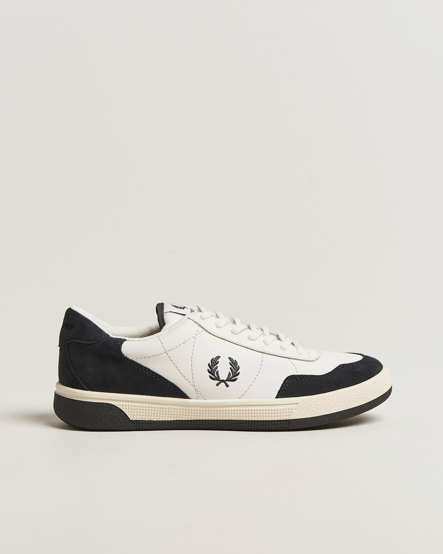 Homme | Baskets | Fred Perry | B11 Leather/Suede Sneaker Snow White/Navy