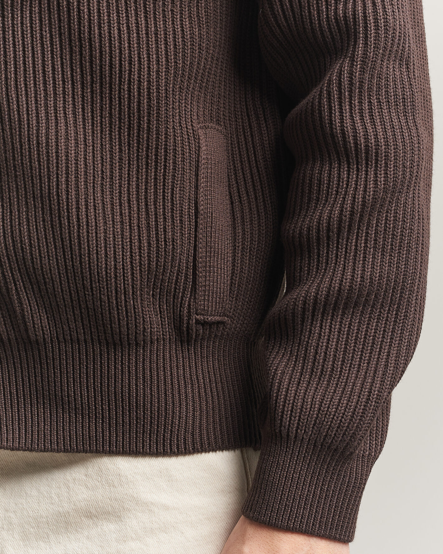 Homme | Pulls Et Tricots | Altea | Cotton Rib Cardigan Jacket Dark Brown