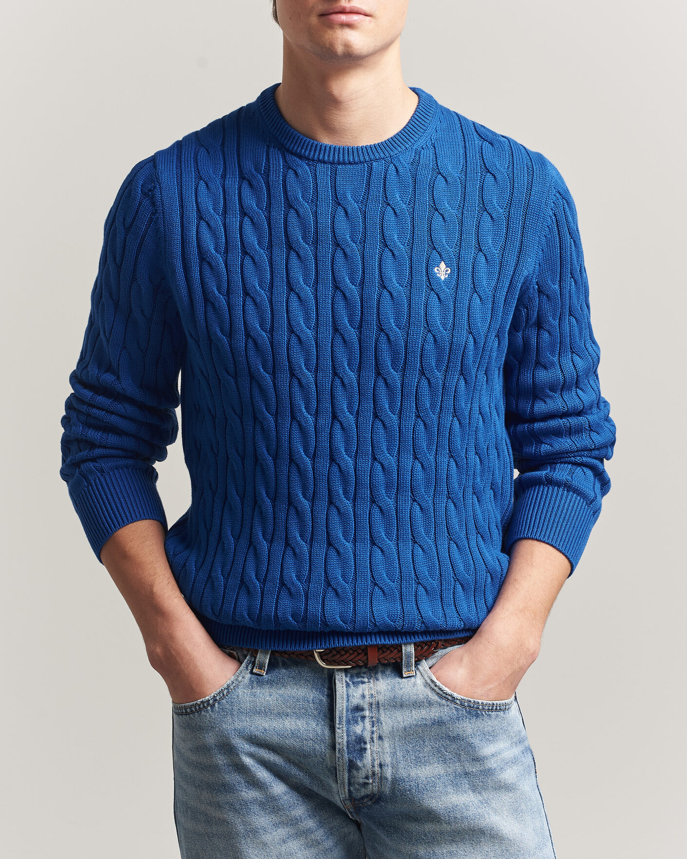Homme | Pulls Et Tricots | Morris | Ethan Cable Oneck Blue