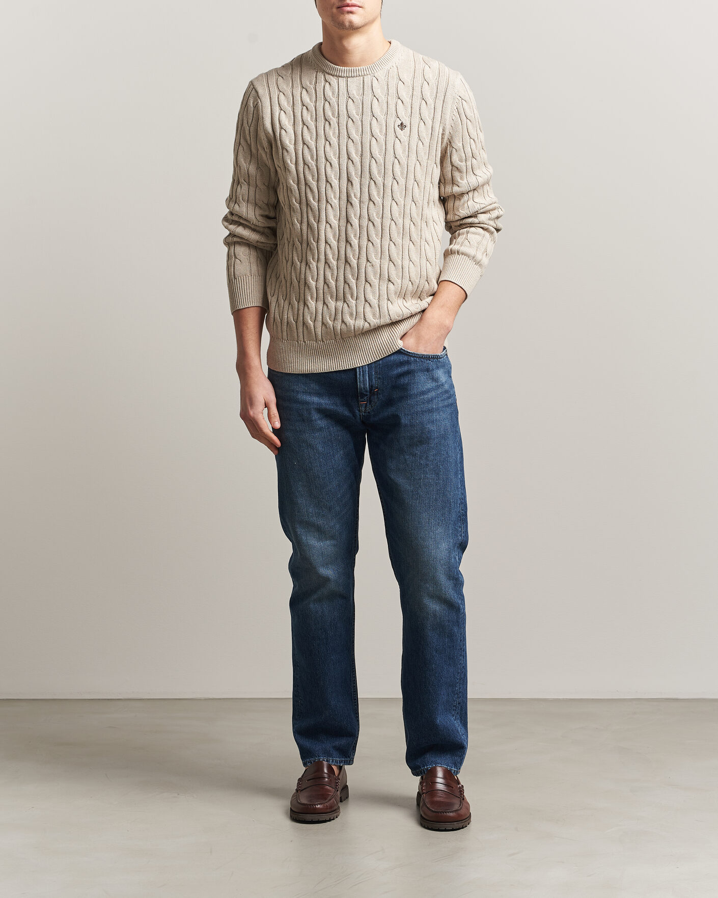 Homme | Pulls Et Tricots | Morris | Ethan Cable Oneck Khaki