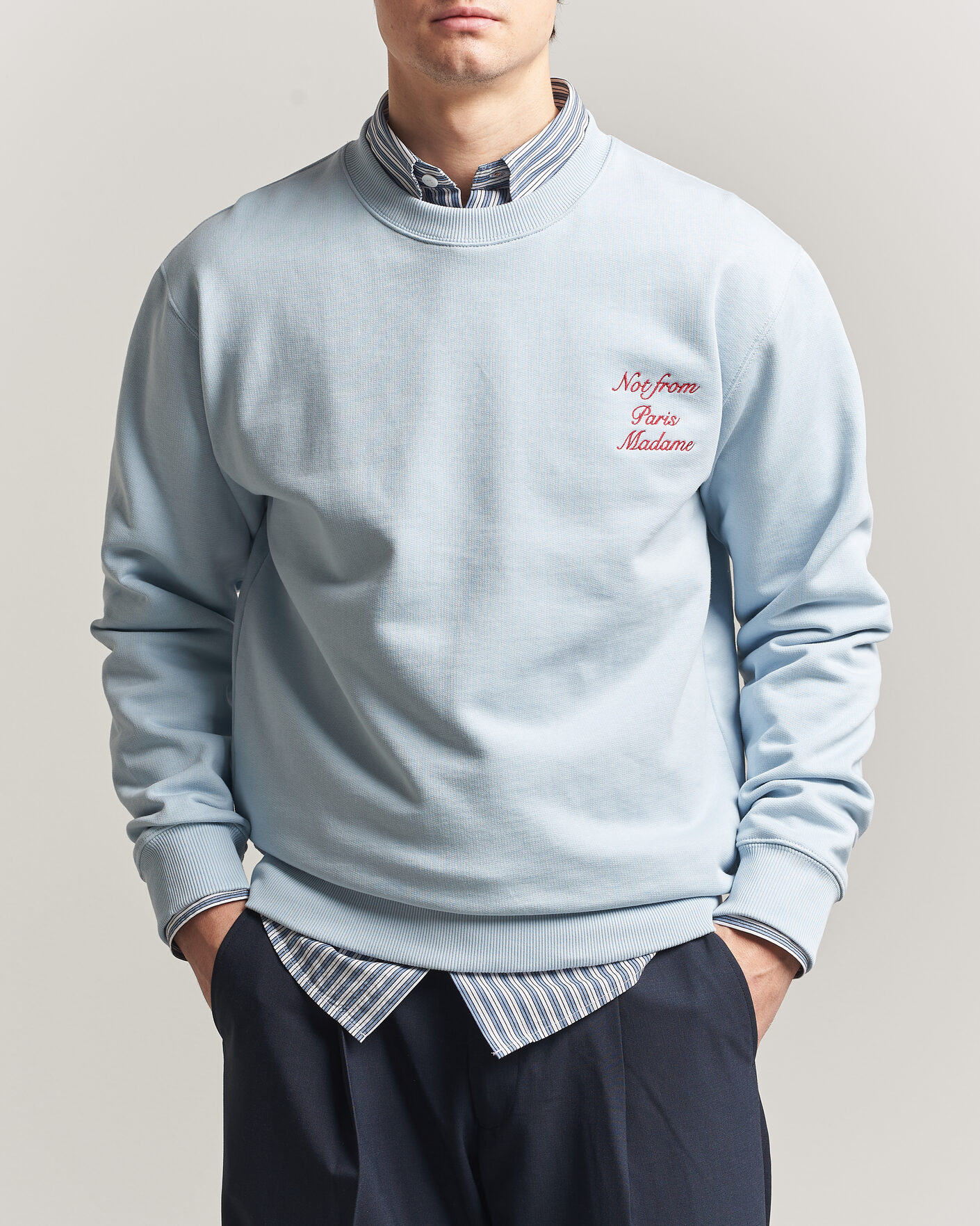 Homme | Pulls Et Tricots | Drôle de Monsieur | Slogan Cursive Sweatshirt Light Blue