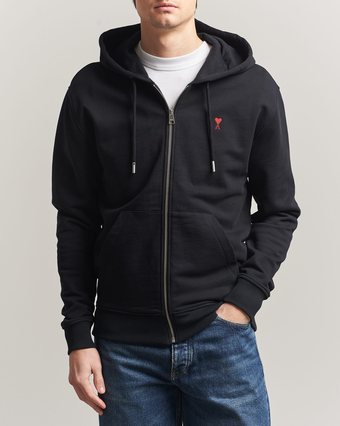 Homme | Pulls Et Tricots | AMI | Heart Logo Full Zip Hoodie Black