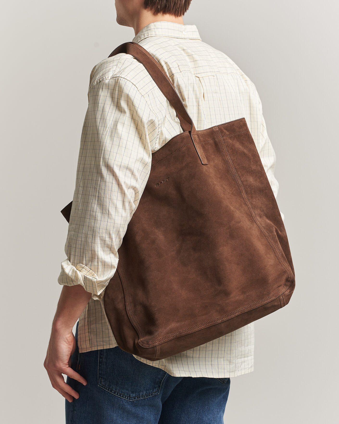 Homme | Sacs | Gant | Suede Tote Bag Mahogany Brown