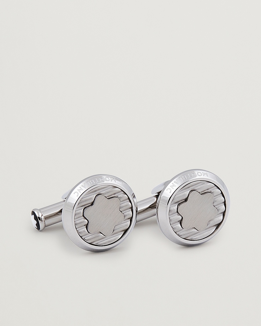 Montblanc Steel Cufflinks Corrugated Emblem – Argent
