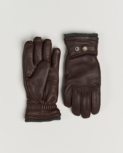 Hestra Utsjö Fleece Lined Buckle Elkskin Glove Espresso – Marron